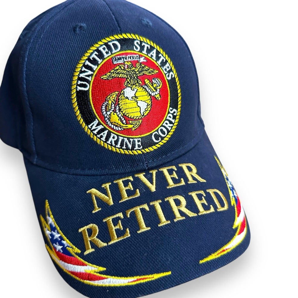 U.S. Marine Corps Never Retired Cap Baseball Strapback Hat Military Navy‎ Blue - Picture 6 of 7